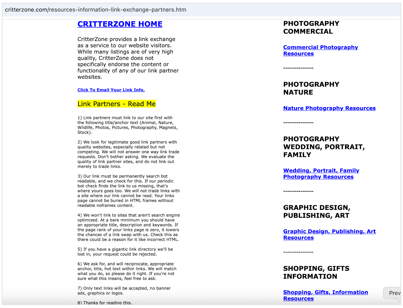 Sito web Critterzone