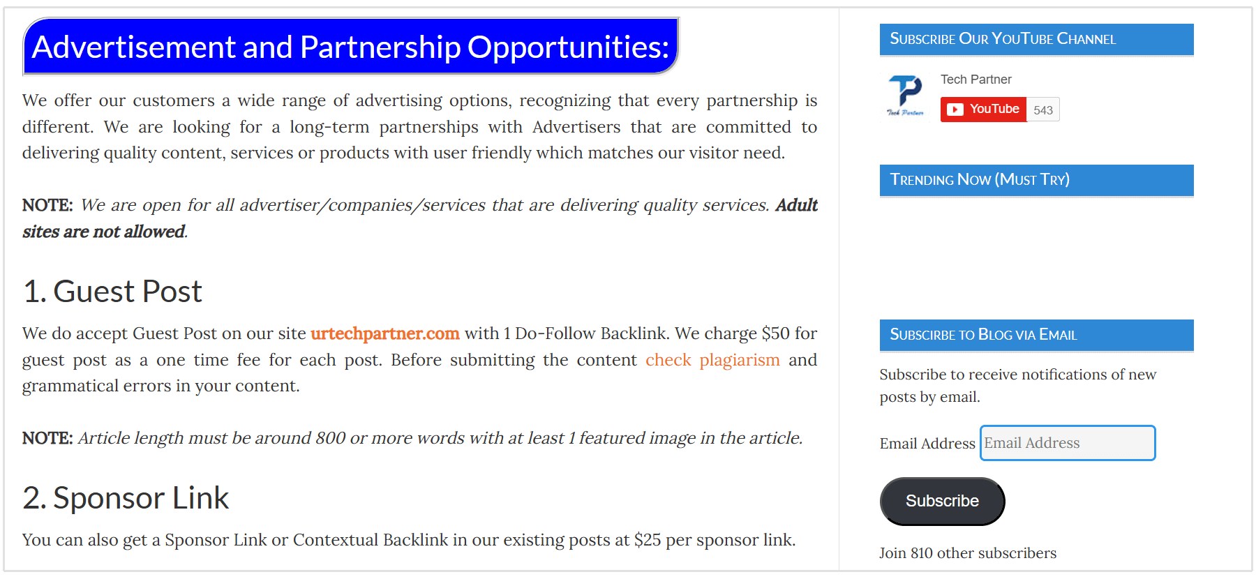 URtechpartner Linkaufbau