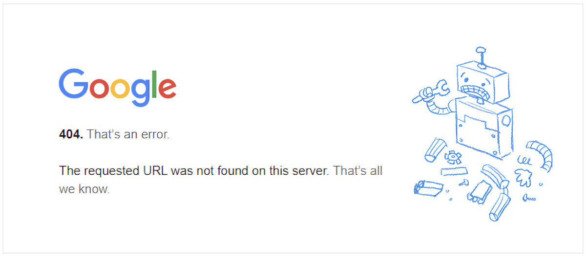 Google 404 fejl