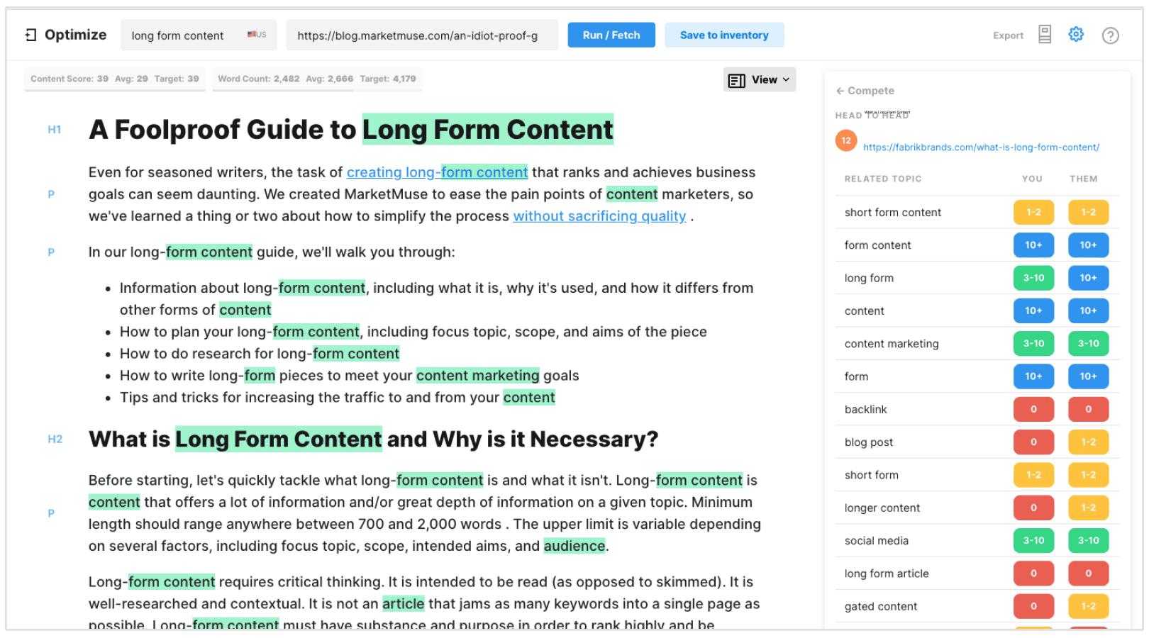 Optimalkan postingan dengan MarketMuse