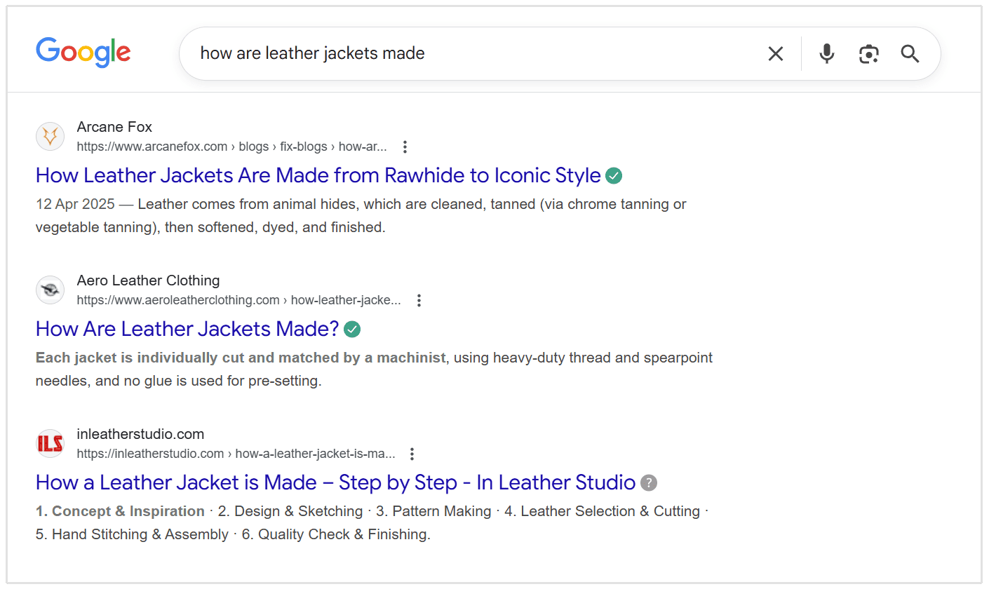 how are leather jackets made serp results